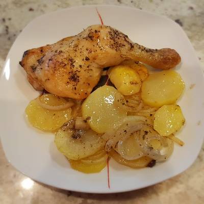 Receta pollo al horno con patatas