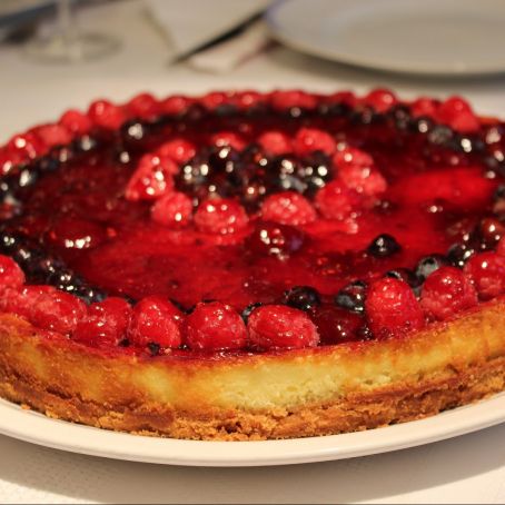 Tarta de queso al horno con mermelada